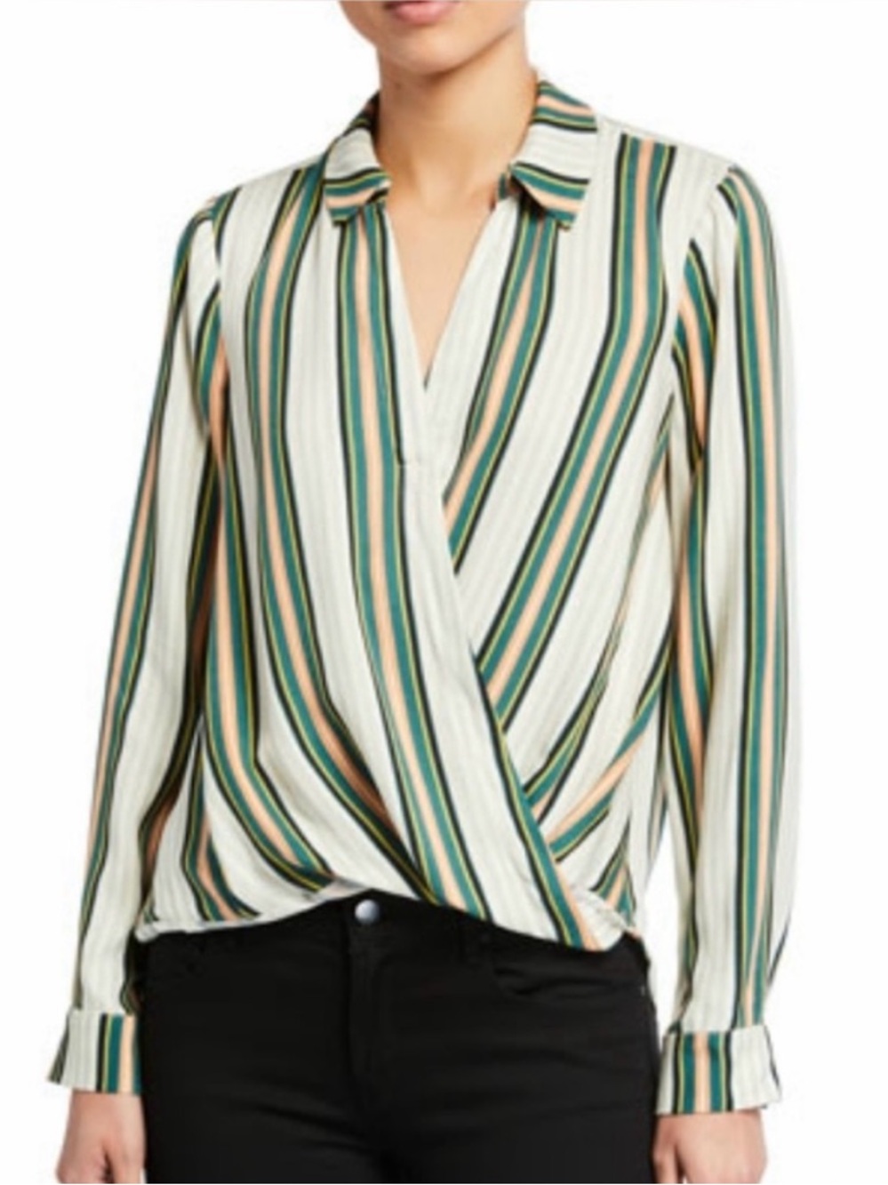 BCBGeneration Legacy Striped Wrap Hem Top